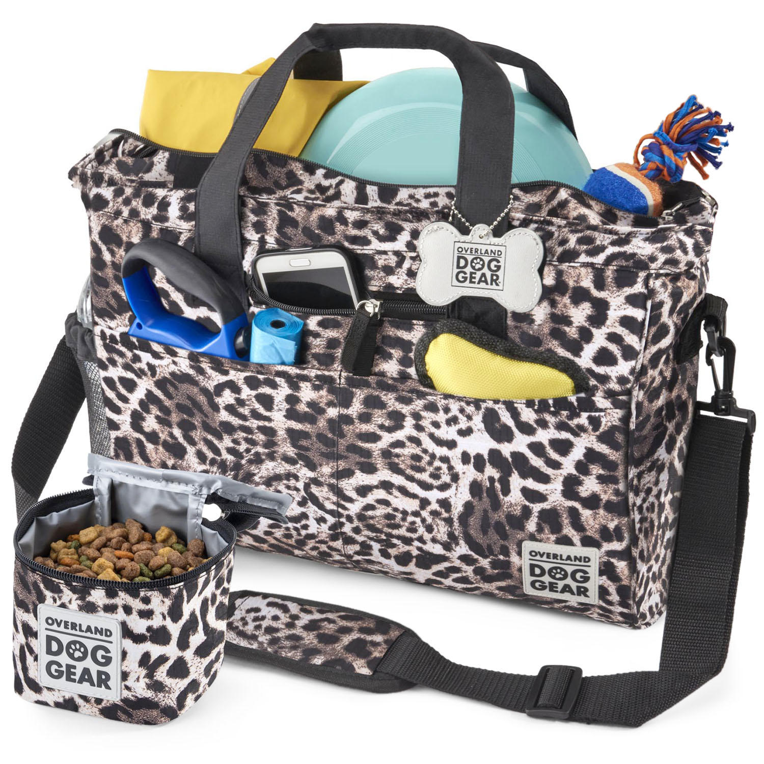 Mobile Dog Gear Day Away Tote with Lined Food Carrier, Cheetah