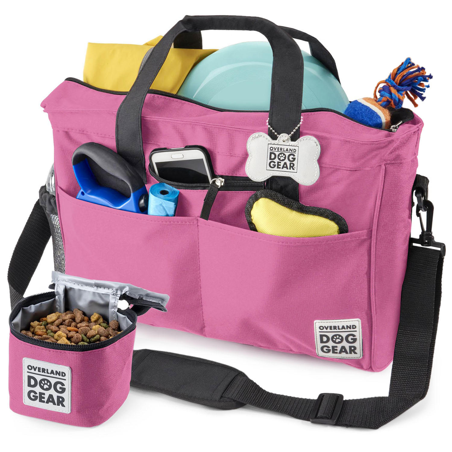 Mobile Dog Gear Day Away Tote with Lined Food Carrier, Pink