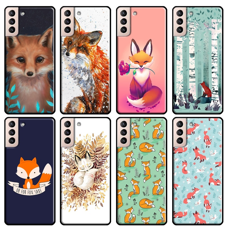 Red Fox Autumn leaves forest Cover For Samsung Galaxy S20 FE S8 S9 S10 Plus Note 9 10 Note 20 Ultra S21 Phone Case