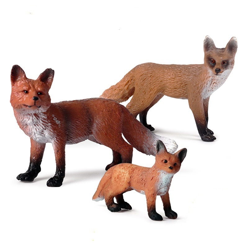 Simulation Forest Wild Animals Model Red Fox Fawn Reindee Elk Maned Wolf Action Figure Figurine Miniatures Educational Toys Gift